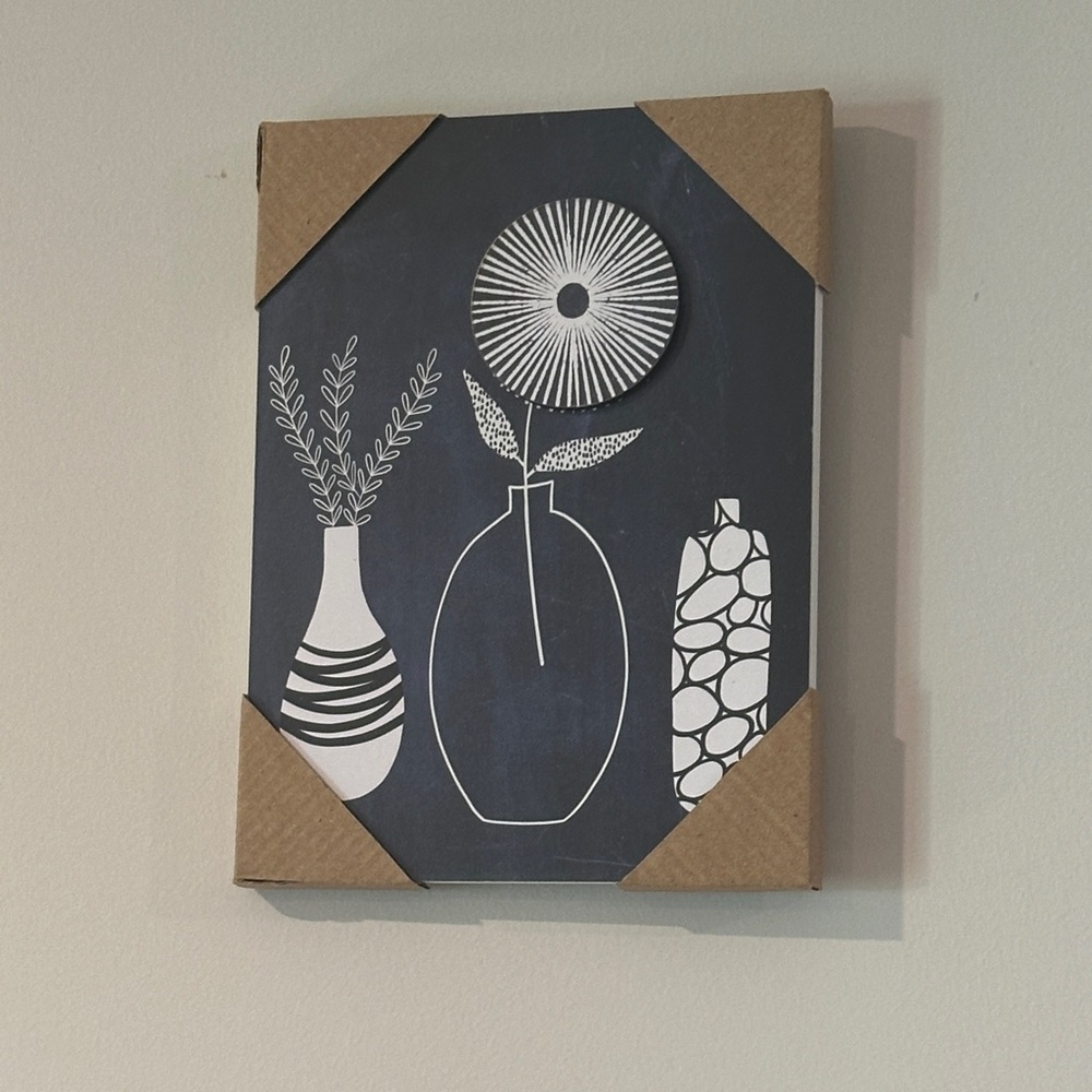 Black and White Floral Canvas Art 5x7